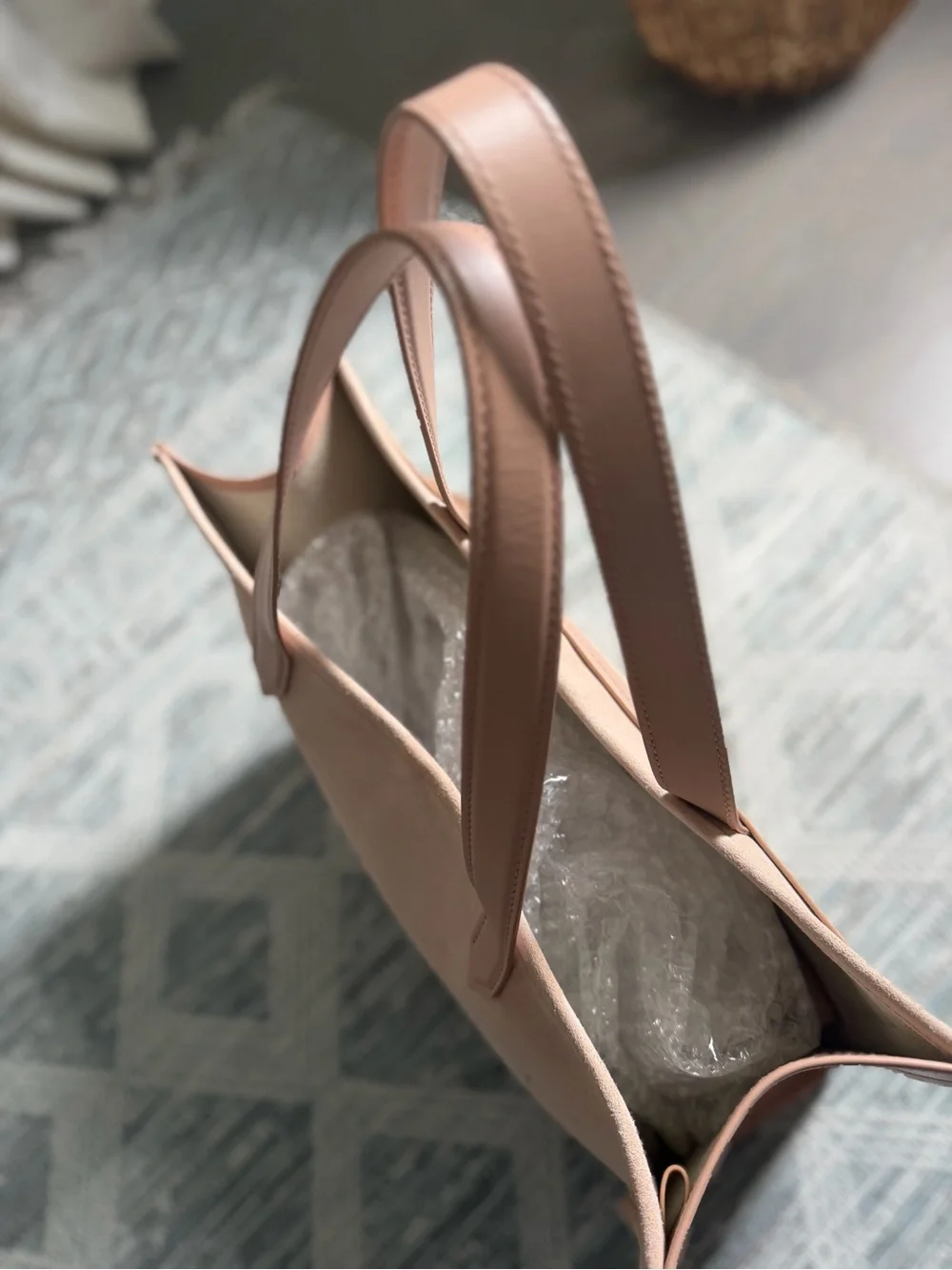 Balmain Medium Suede B-Army Tote in Neutral Rose